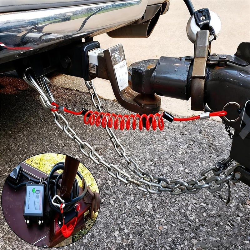 LevChall 4FT Breakaway Trailers Cable, Heavy Duty Stainless Steel Spring Coiled Wire Emergency Brake Safety Lanyard with Pin, Breakaway System Switch for RV Camper Trailer Towing Accessories - Image 4